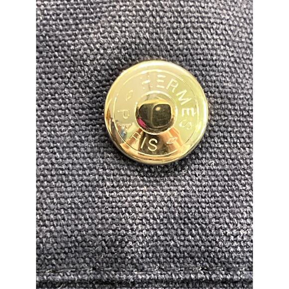 Hermès Fourre Tout MM Navy Blue Canvas Tote Bag with Brown Web Straps - Picture 2 of 16